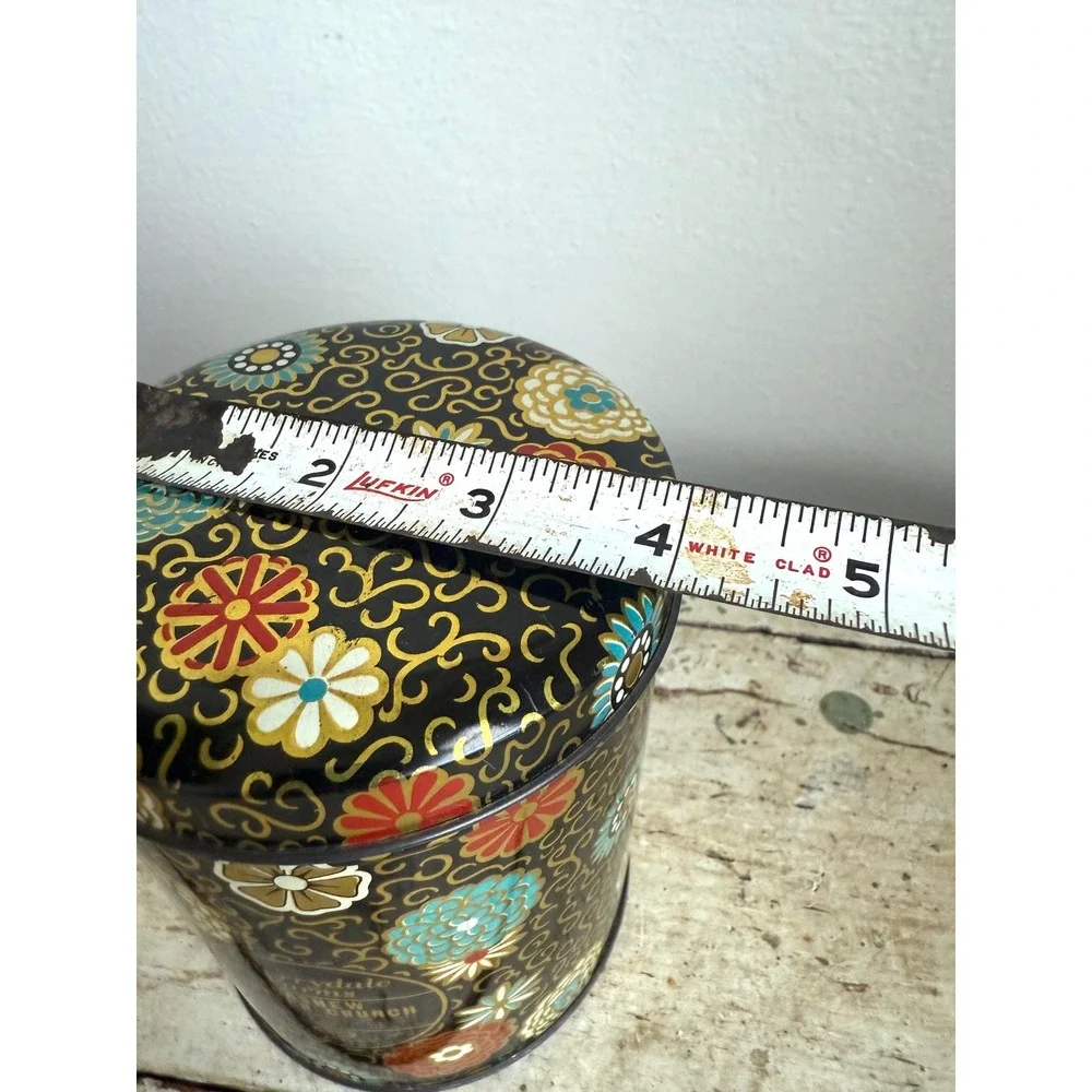 Vintage Cherrydale Farms Cashew Butter Crunch Tin Floral Cookie Storage Canister
